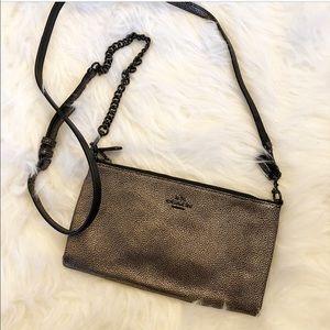 Metallic coach cross body